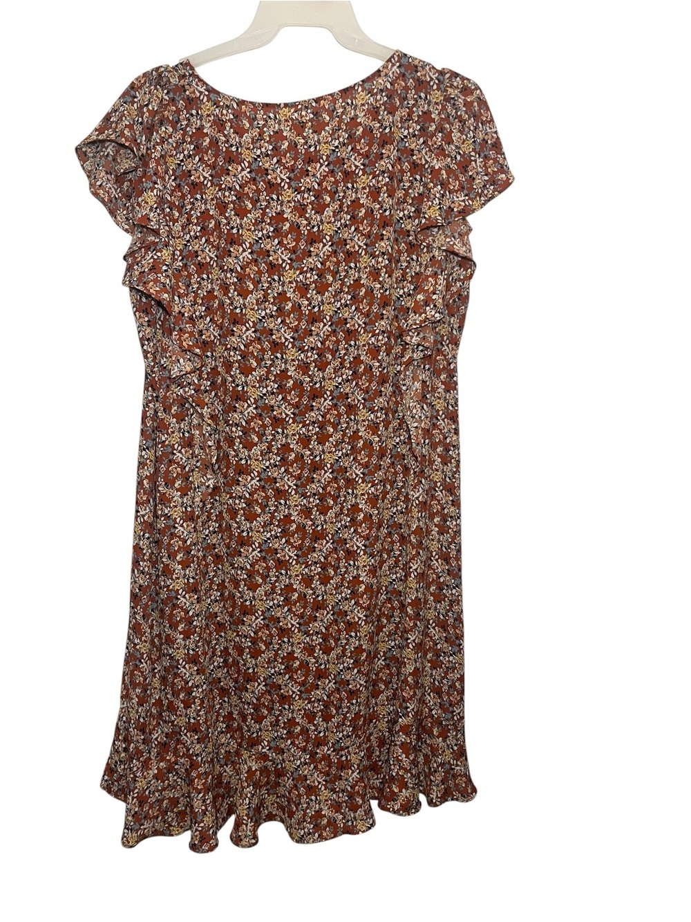 Max Studio Rust Floral Ruffle Shift Dress - Picture 4 of 7
